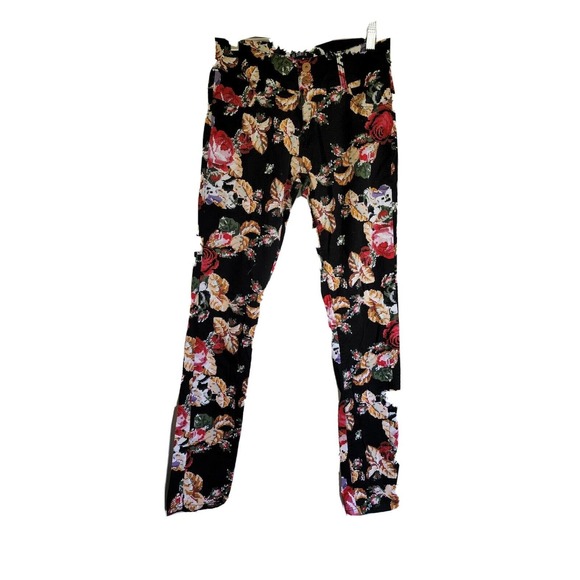Stretch LTD Pants - Stretch LTD cross-stitch Floral Rose Pants skinny colorful chino jeans Sz 28